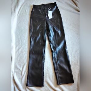 Good American Faux Leather Black Straight Leg Jeans 8 NWT